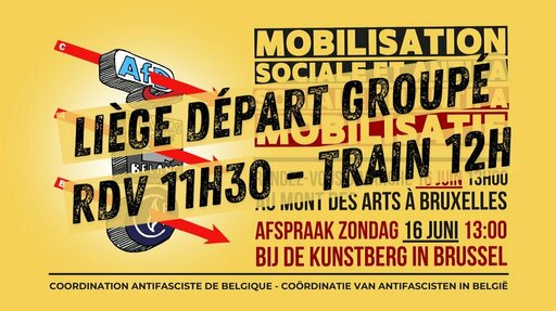 00 BIJ DE KUNSTBERG IN BRUSSEL COORDINATION ANTIFASCISTE DE BELGIQUE COÖRDINATIE VAN ANTIFASCISTEN IN BELGIỄ’